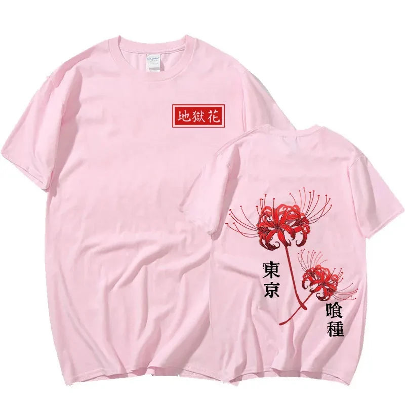 Japanese Anime Tokyo Ghoul Spider Lily T-Shirt Oversized Streetwear Couples Tees Men Women Cool Kanekiken Graphic Print T-Shirts